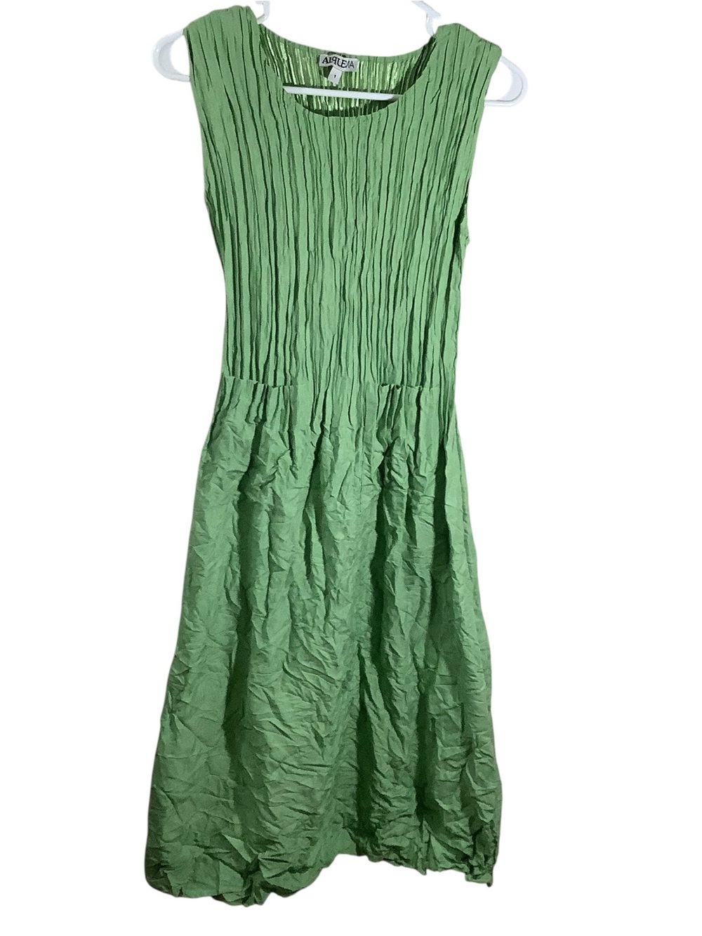 Alquema Women's Sleeveless Crinkle Midi Dress Green